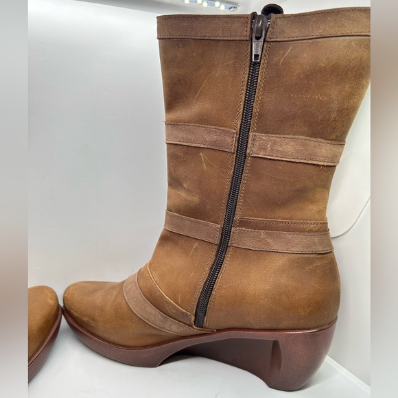 Naot Brown Leather Mid Calf Wedge Boots Size 8 EU 39 - Picture 5 of 12